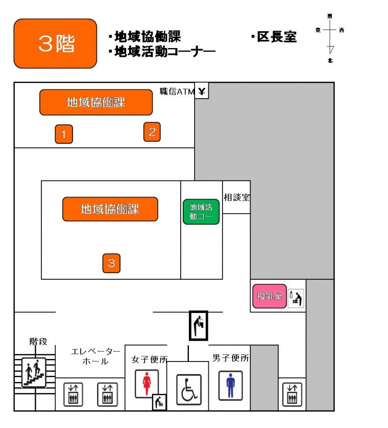 長田区役所3階の図